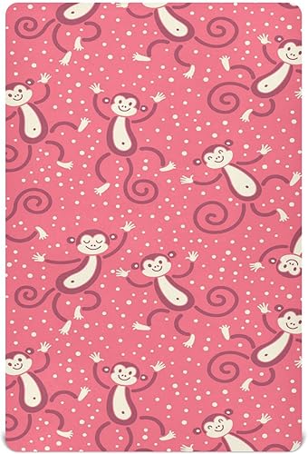 Sábanas de cuna de monos para bebé, suaves y transpirables, lavables a máquina, sábanas para niños y niñas