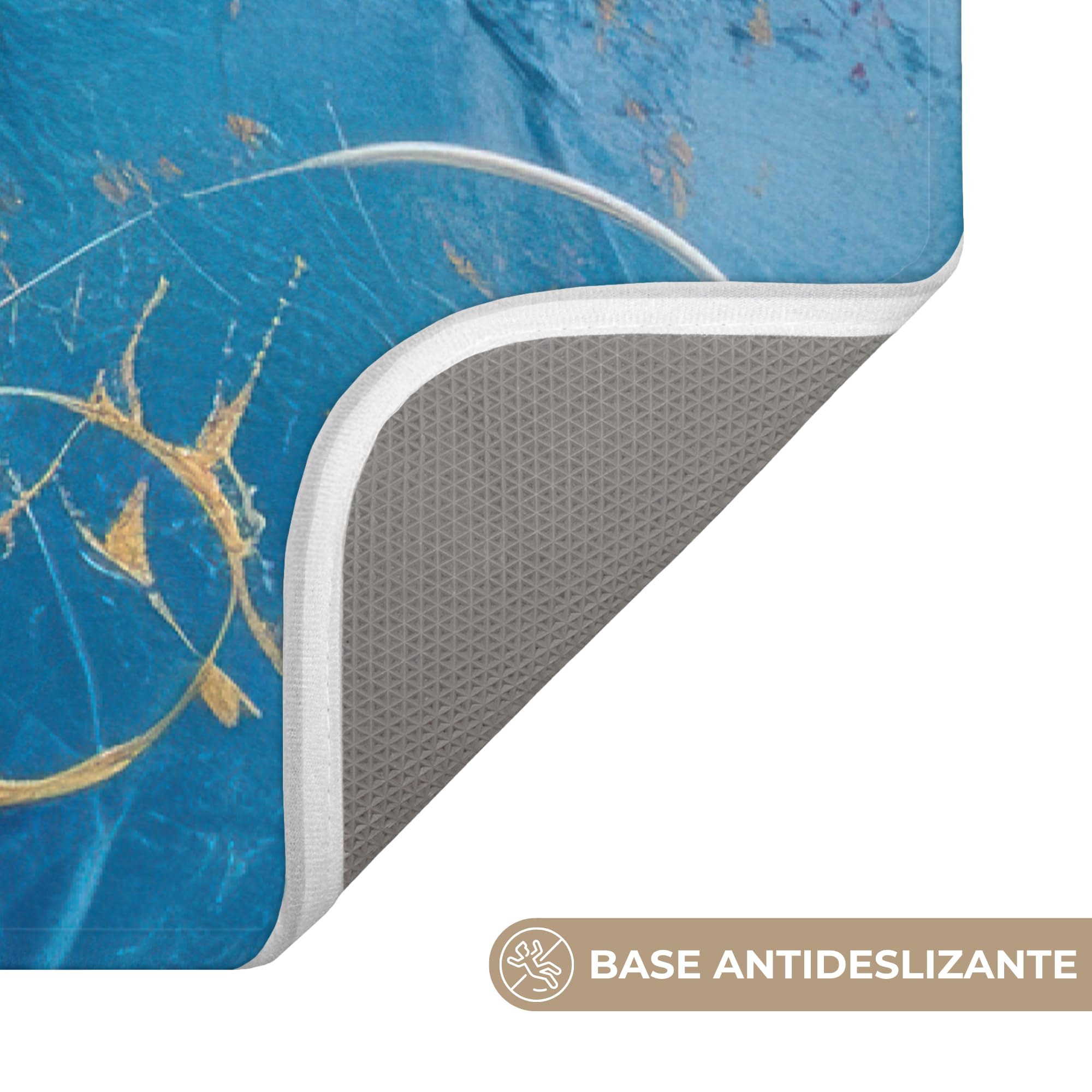 Alfombra De Baño Rectangular 60x90 cm Bathroom Bath Mat Lavable Tapete Antideslizante Alfombras Ducha Decoracion Alfombrilla Círculos - Oro - Abstracto
