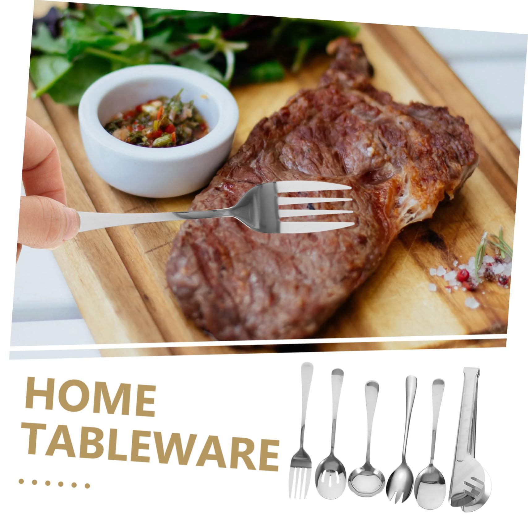 POPETPOP Stoviglie in Acciaio Inox Per Feste Cucchiai e Forchette Da Portata Utensili Da Cucina in Resistente Per Picnic e Campeggio