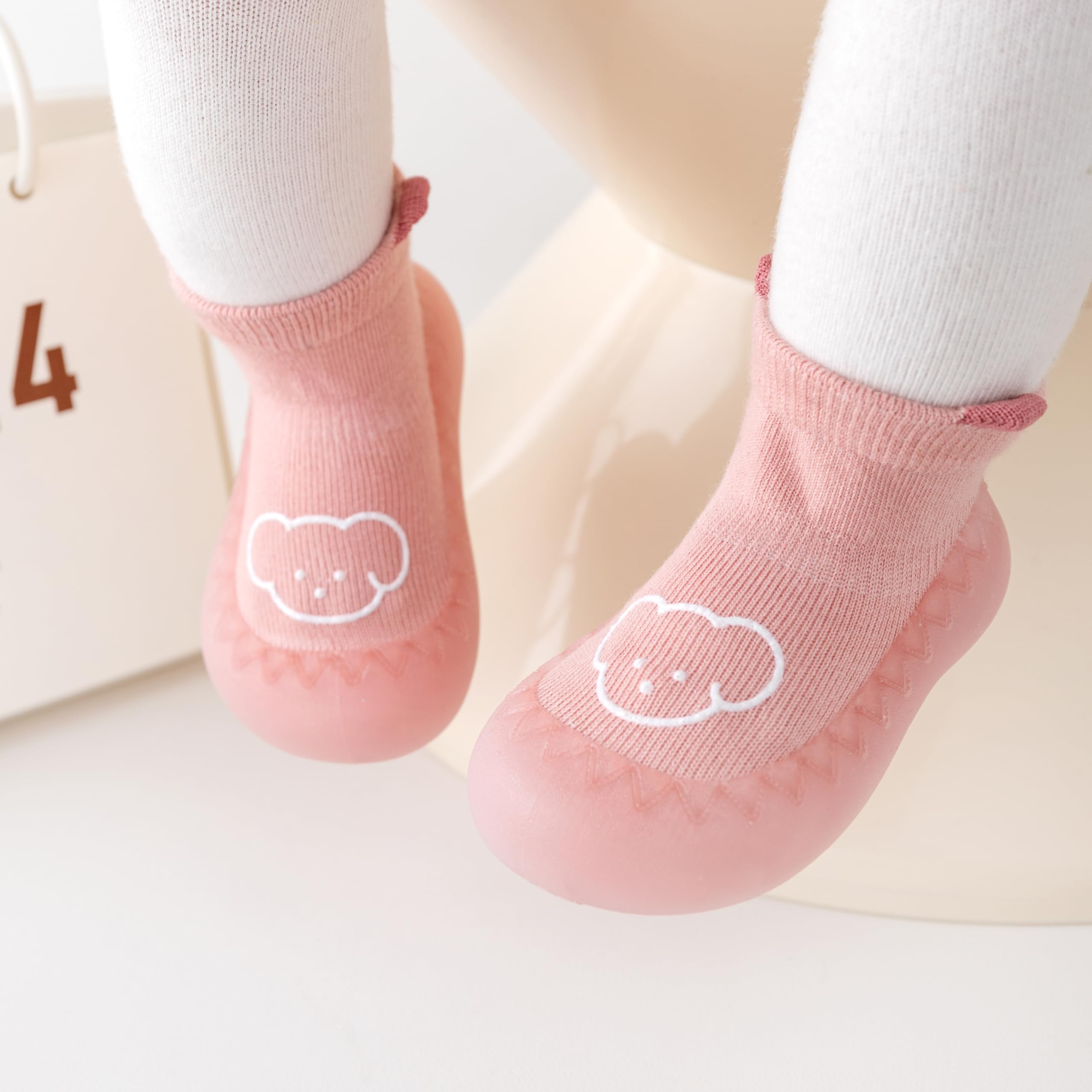 Rutschfeste Socken für Kleinkinder, Jungen, Mädchen, Gummisohle, für den Innenbereich, zum ersten Gehen
