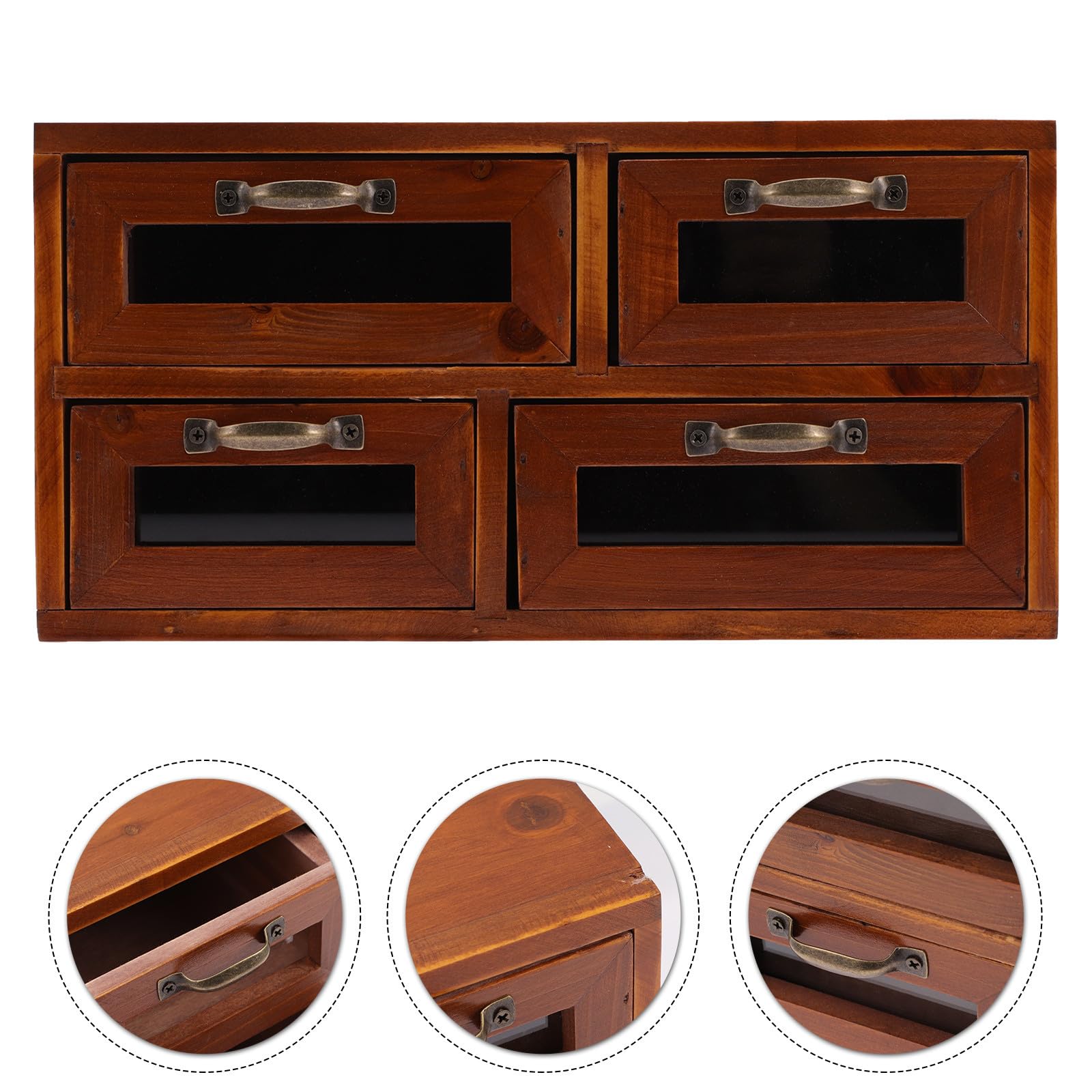 SHINEOFI Caja de Cosméticos Retro Organizador de Cosméticos Caja de Madera Cajón Marrón para Hogar y Oficina