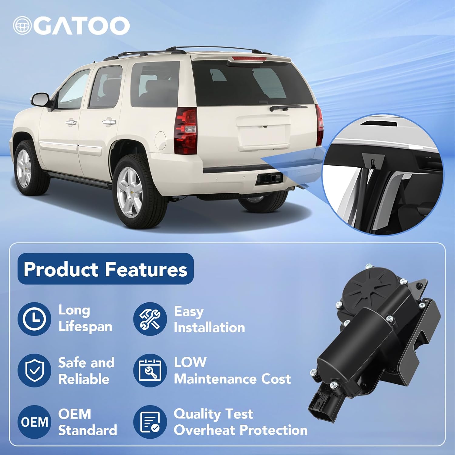 Rear Gate Trunk Latch Tailgate Actuator Fit for Chevy Tahoe Suburban 1500 2500 Avalanche Traverse GMC Yukon XL Cadillac Escalade 2007 2008 2009 2010 2011 2012 2013 2014, Acadia Terrain Enclave 07-17