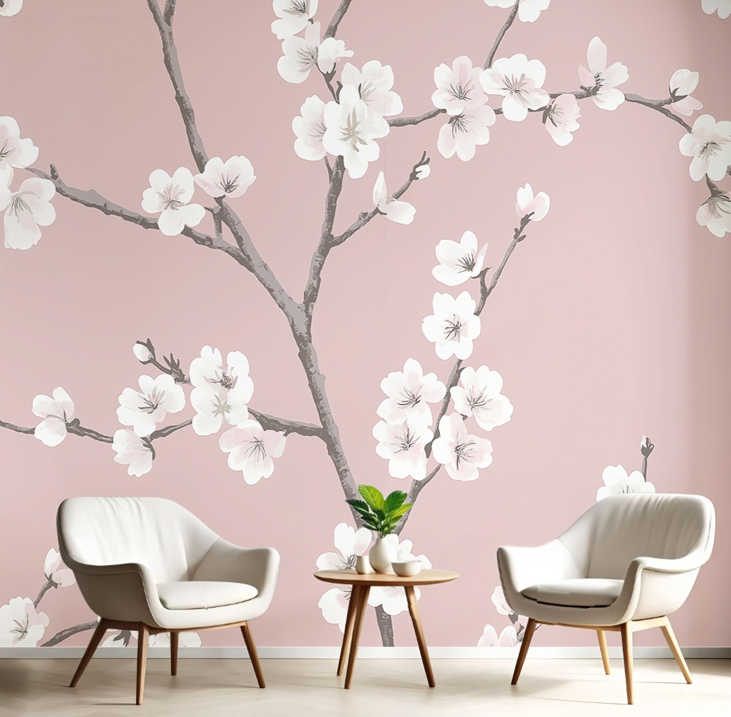 Papier peint fleurs de cerisier pour salon et chambre cocooning