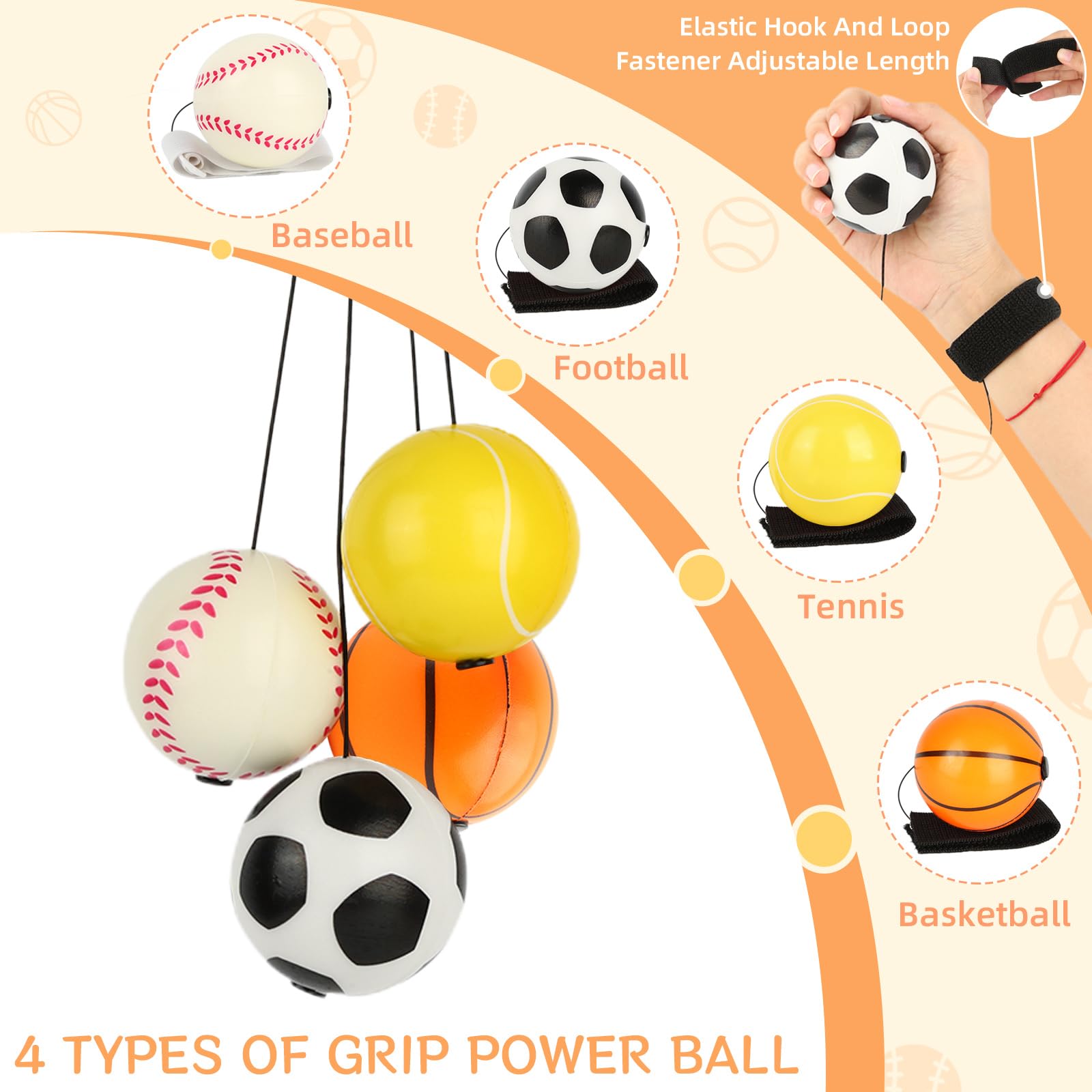 jwogngls Pack of 8 Ball with Cord Children, Diameter 6 cm, Super High Bouncing Lightweight Jumping Ball with Cord - Image 3