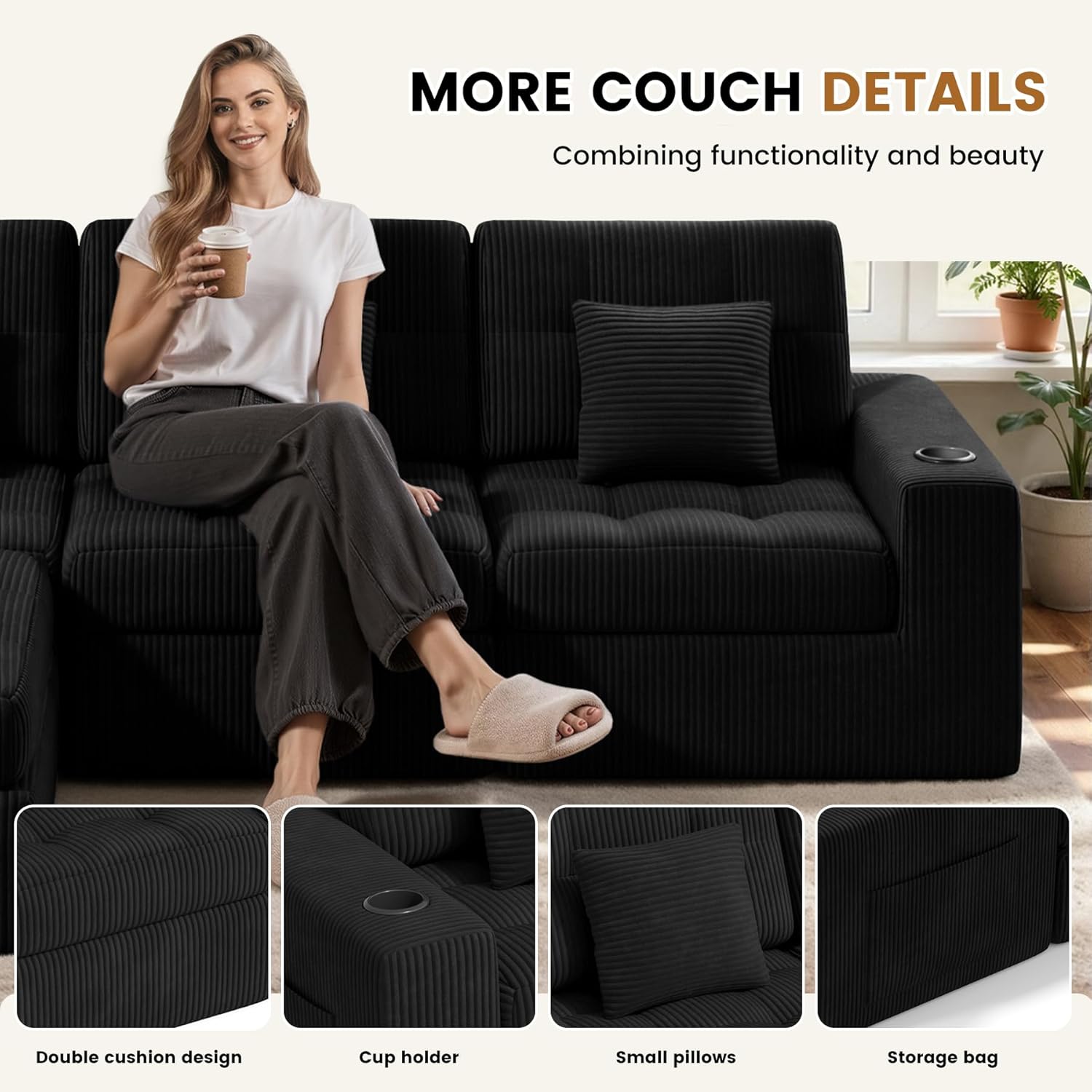 80" Boneless Loveseat Sofa in a Box,No Assembly Required Comfy Deep Seat Cloud Couch,Modern Small Couches for Living Room, Bedroom,Apartment,Black 1 PCS