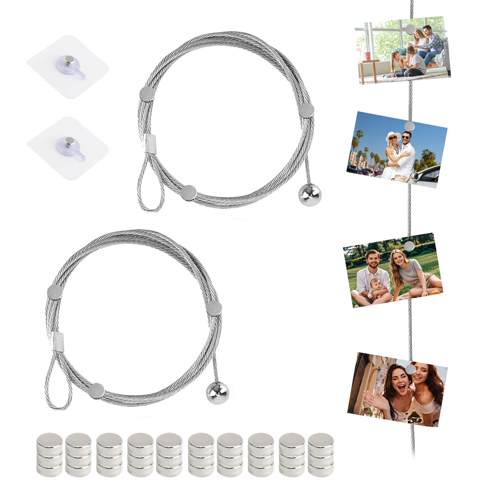 Corda portafoto con magneti | Ideale per esporre con stile numerose foto e cartoline su qualsiasi parete | Corda portafoto | Prodotto in Germania - Italia