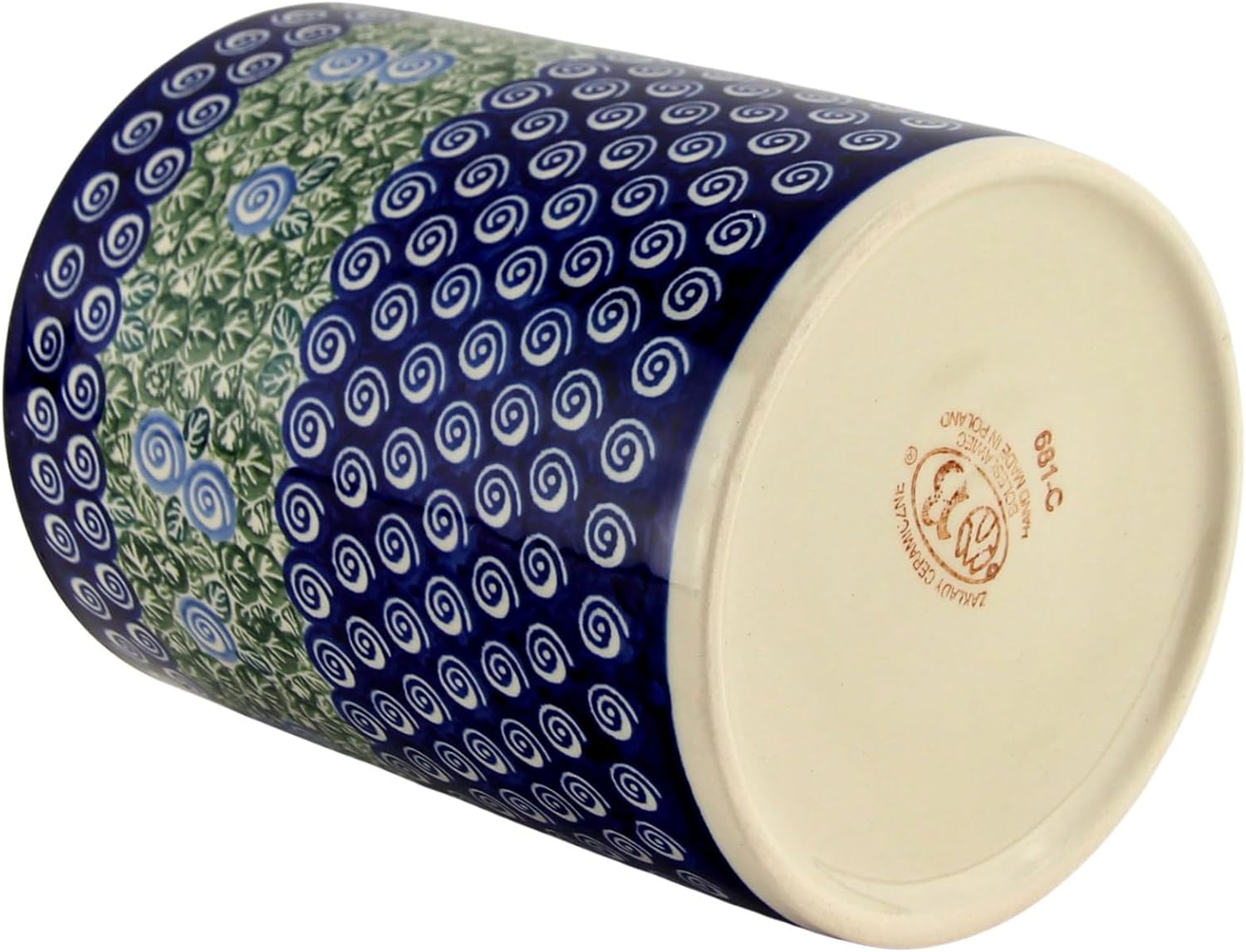 Polish Pottery Market Kitchen Utensil Holder for Countertop Handmade by Zaklady Boleslawiec Poland, Large Cooking Polish Stoneware Utensil Crocks for Kitchen Counter – 7” High