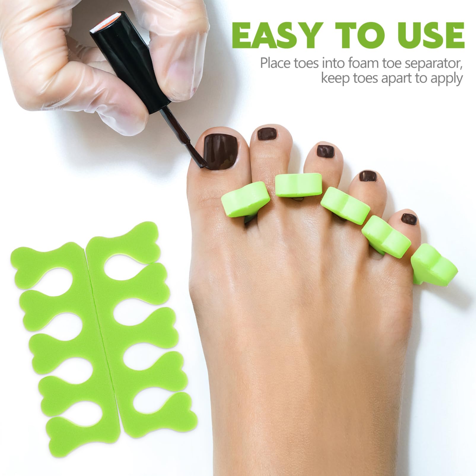 VALICLUD Separatore Dita Piedi in Spugna Verde a Forma di Cuore Monouso Comodo per Nail Art 100 Paia per Uso Professionale e Personale