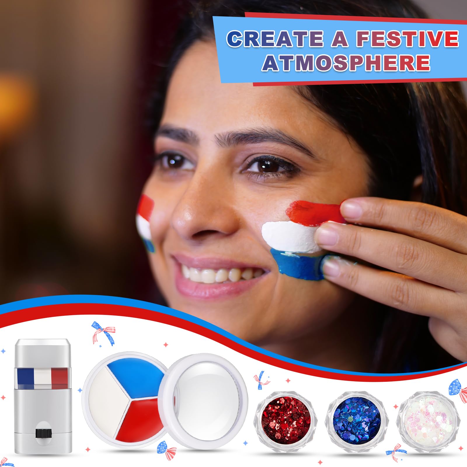 Face Paint Kit with Glitter, Brushes and Stencils