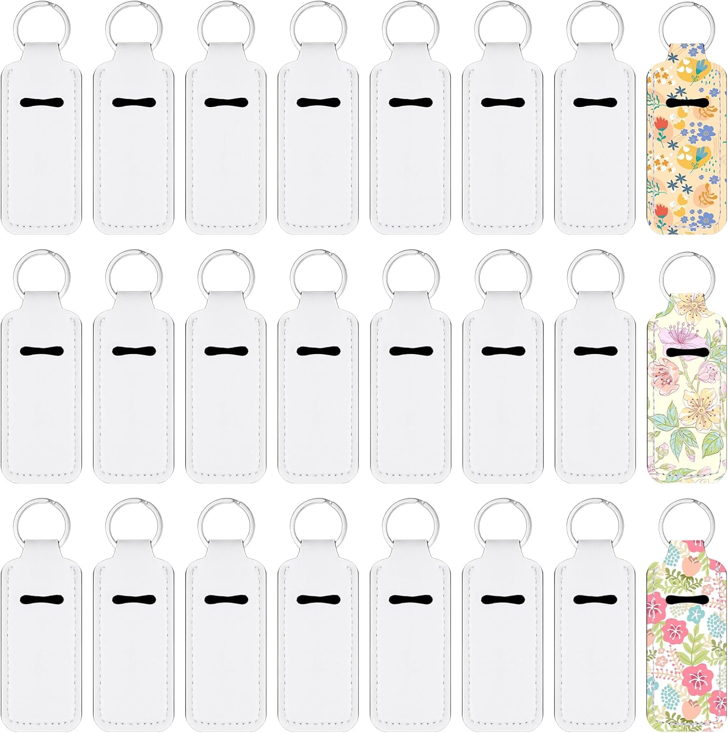 50PCS Sublimation Lipstick Holder Keychain with Key Ring, Blank Lip Balm Gloss Neoprene Clip-on Sleeve Portable Travel Key Ring Protective Cases Pouch Stocking Stuffers for Women DIY