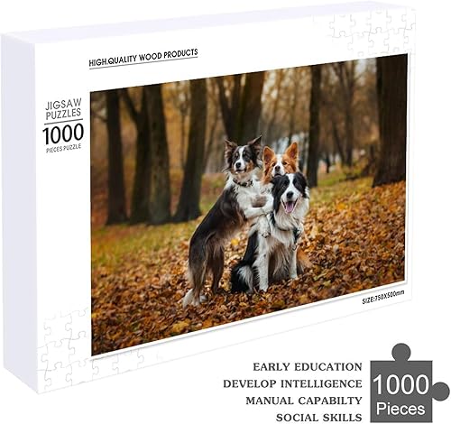 Miniatura 4 de Rompecabezas para adultos de 1000 piezas, lindo rompecabezas de perro Border Collie rompecabezas divertido familiar desafiante rompecabezas juego de