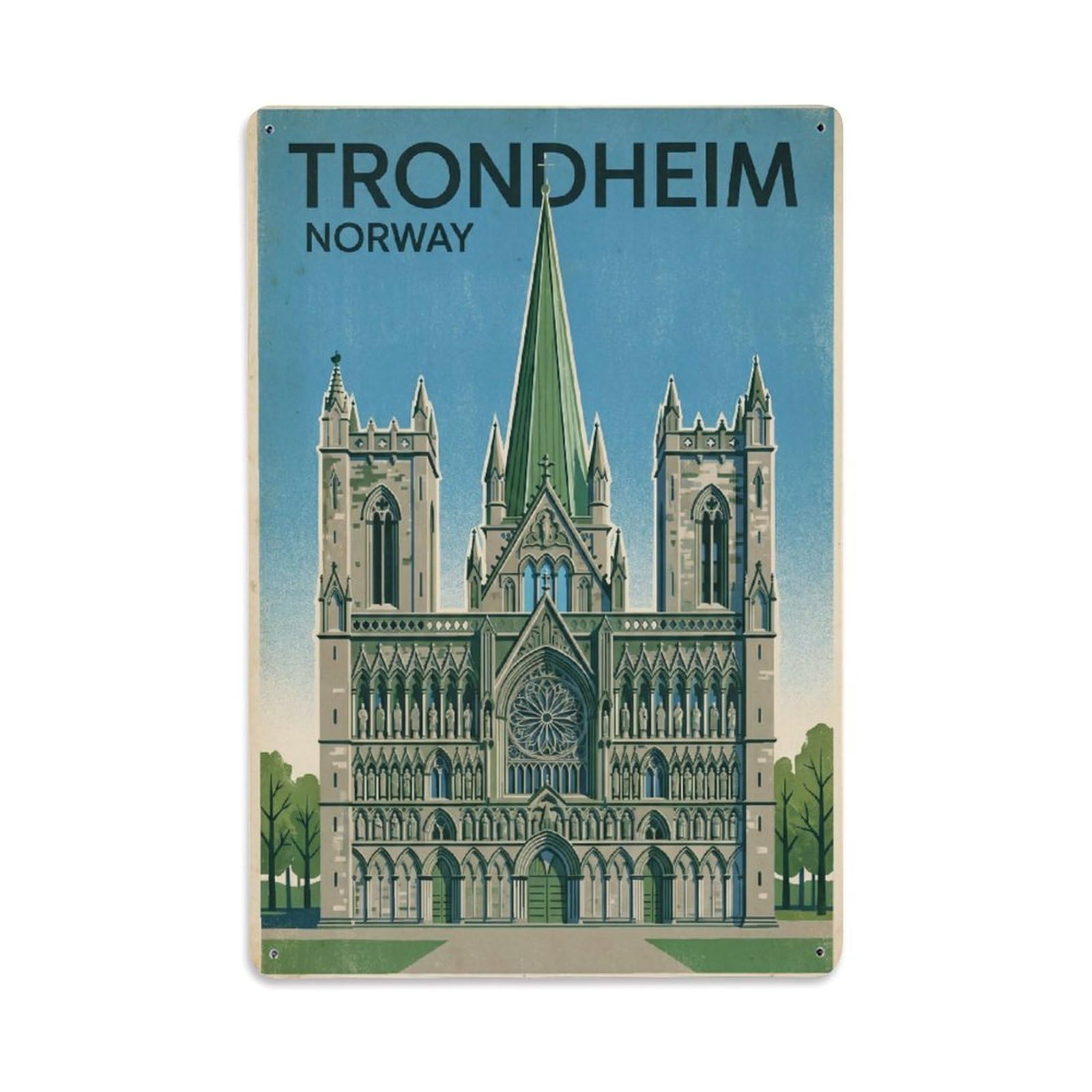 Travel Retro Norway Trondheim Metal Tin Sign