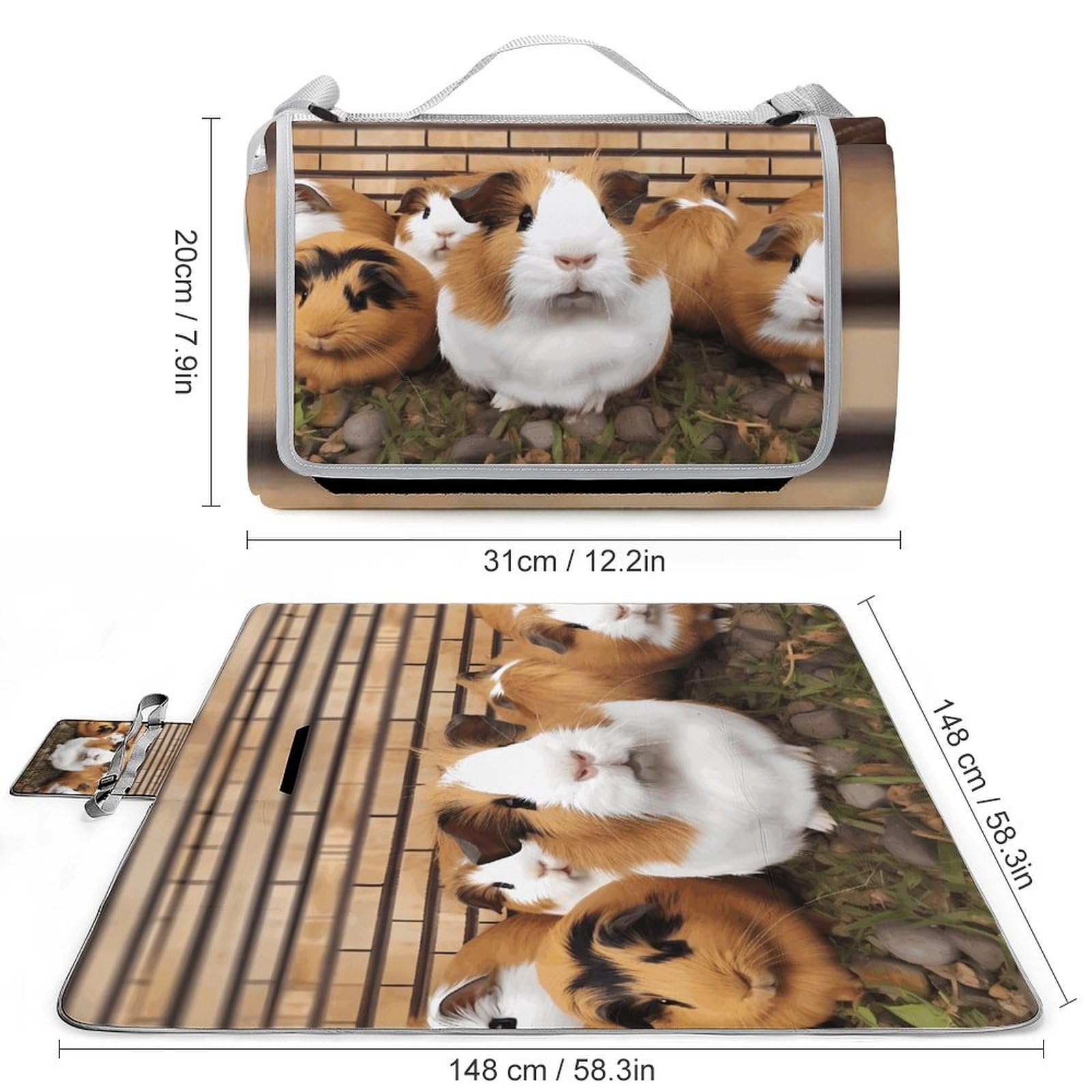 LQWOK Picnic Mats, Guinea Pigs Printed Picnic Mats,Travel Picnic Mats,Fashionable Picnic Mats,Folding Picnic Mats
