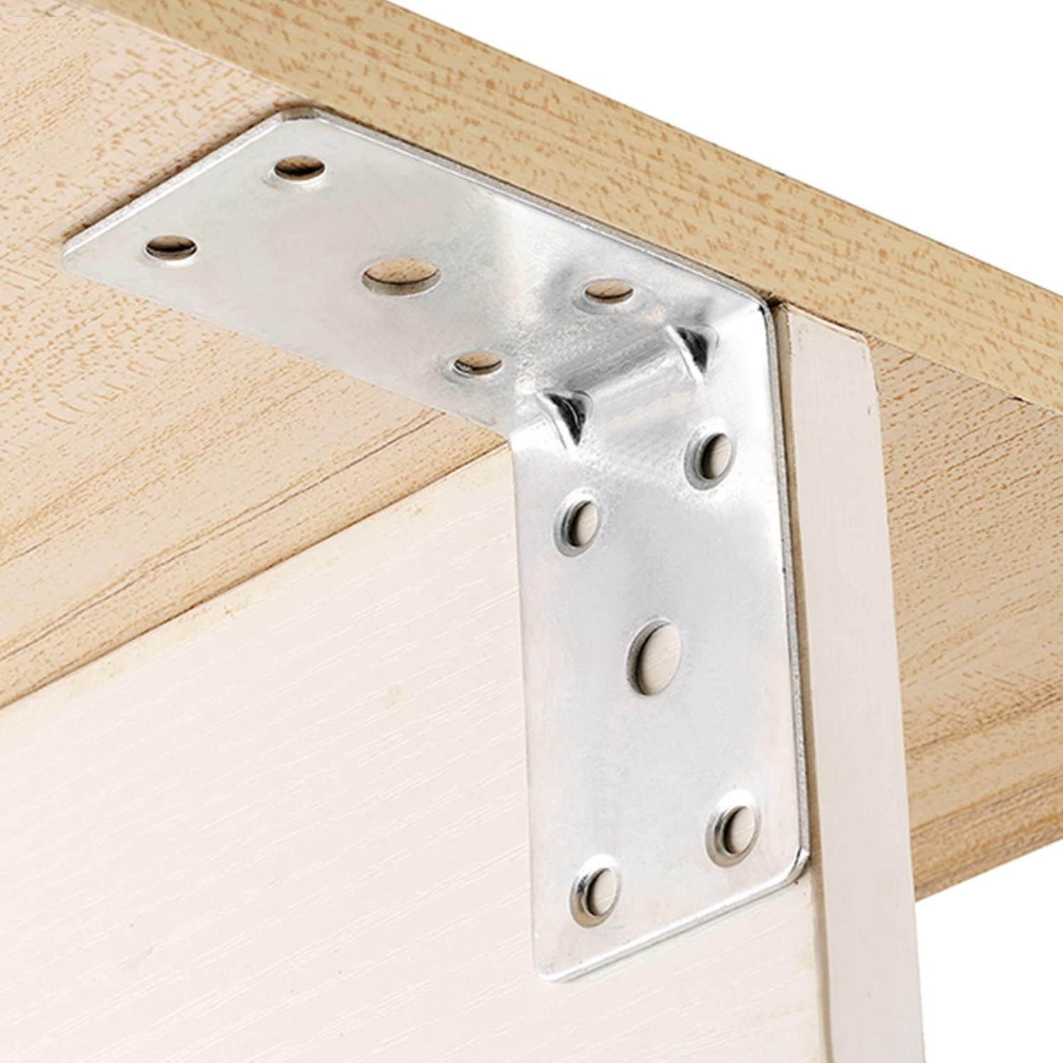 MroMax 10PCS Right Angle Bracket Corner Bracket 2.76" x 1.93" (L x W) Galvanized Angle Bracket Fastener Right Angle Bracket Suitable for Furniture Wooden Cabinet