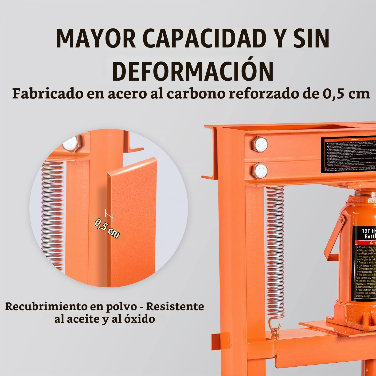 VEVOR Prensa Hidráulica para Taller Prensa Hidráulica para Garaje/Tienda con Marco en H de 12 T Prensa Ajustable para Taller con Placas de Prensado Prensa Hidráulica de Alta Resistencia para Garaje