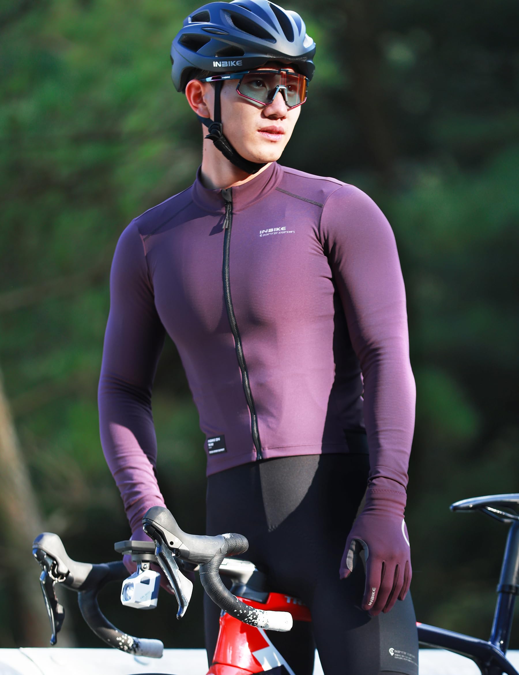 INBIKE FG102 koszulka rowerowa męska, ciepła, z 3 kieszeniami, polarowa, slim fit, bardzo elastyczna, oddychająca