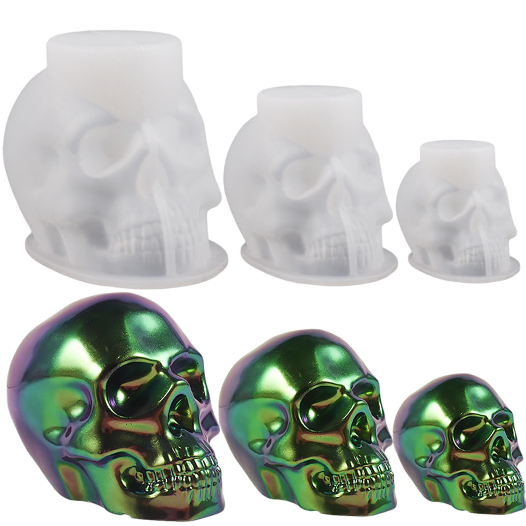 Moulé crâne silicone 3D kit Halloween pour bougie résine savon argile