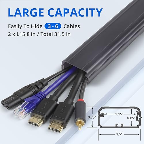 Miniatura 33 de Cubierta de cable de pared, ocultador de cable de TV de 31.5 pulgadas para TV montado en la pared, kit de gestión de cables de TV, canaleta de cable