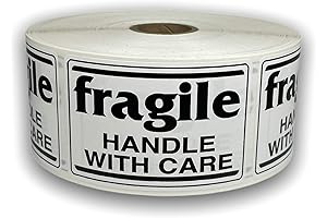 White/Black Fragile Labels - Handle with Care - 100 Labels Per Roll