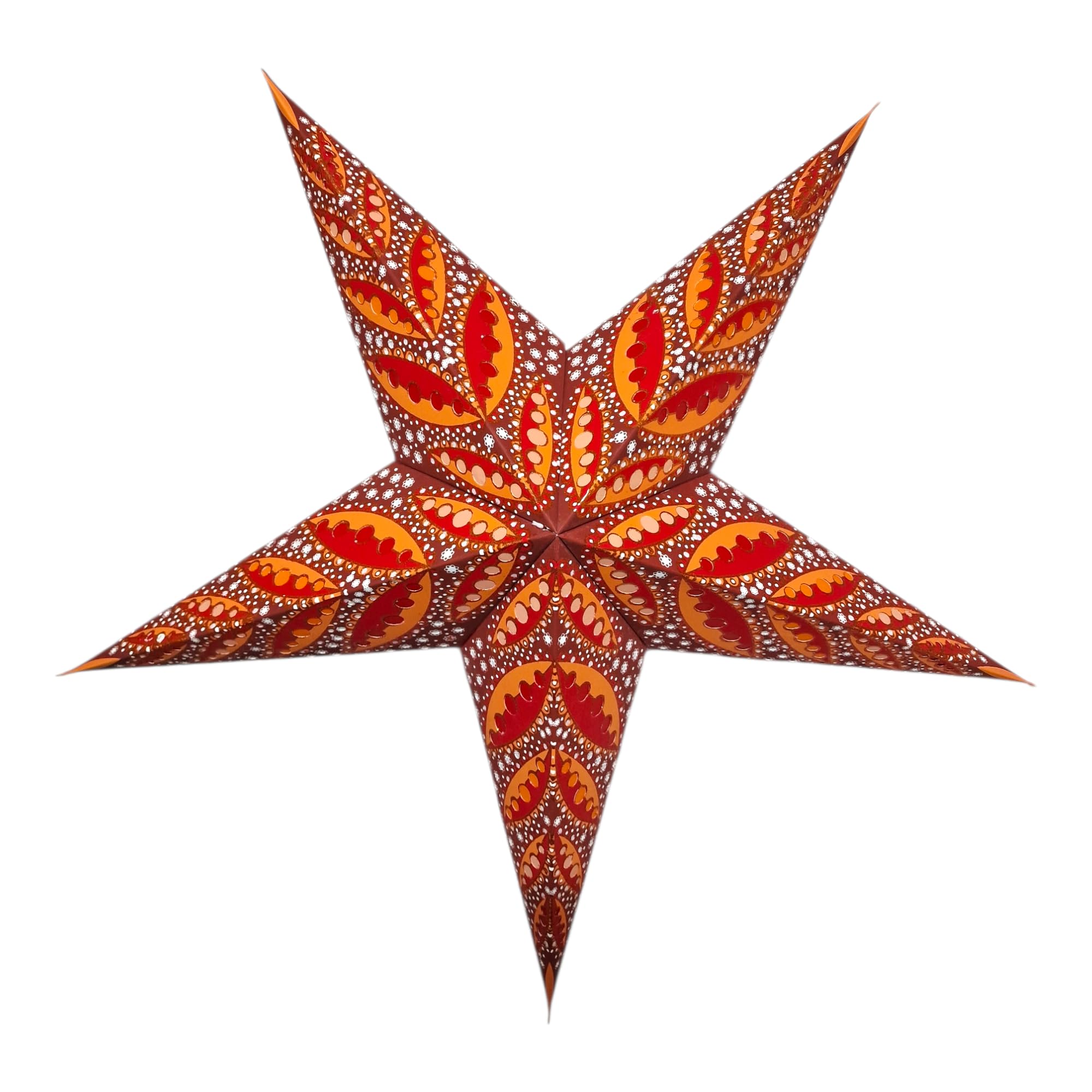 YEPSIO Lantern Lampshade Paper Star Light Shades Large 60cm Hanging Decorations for Christmas Wedding Home Decoration Birthday Party Foldable 5 Pointed Star (Glitter Red, Brown, Orange)