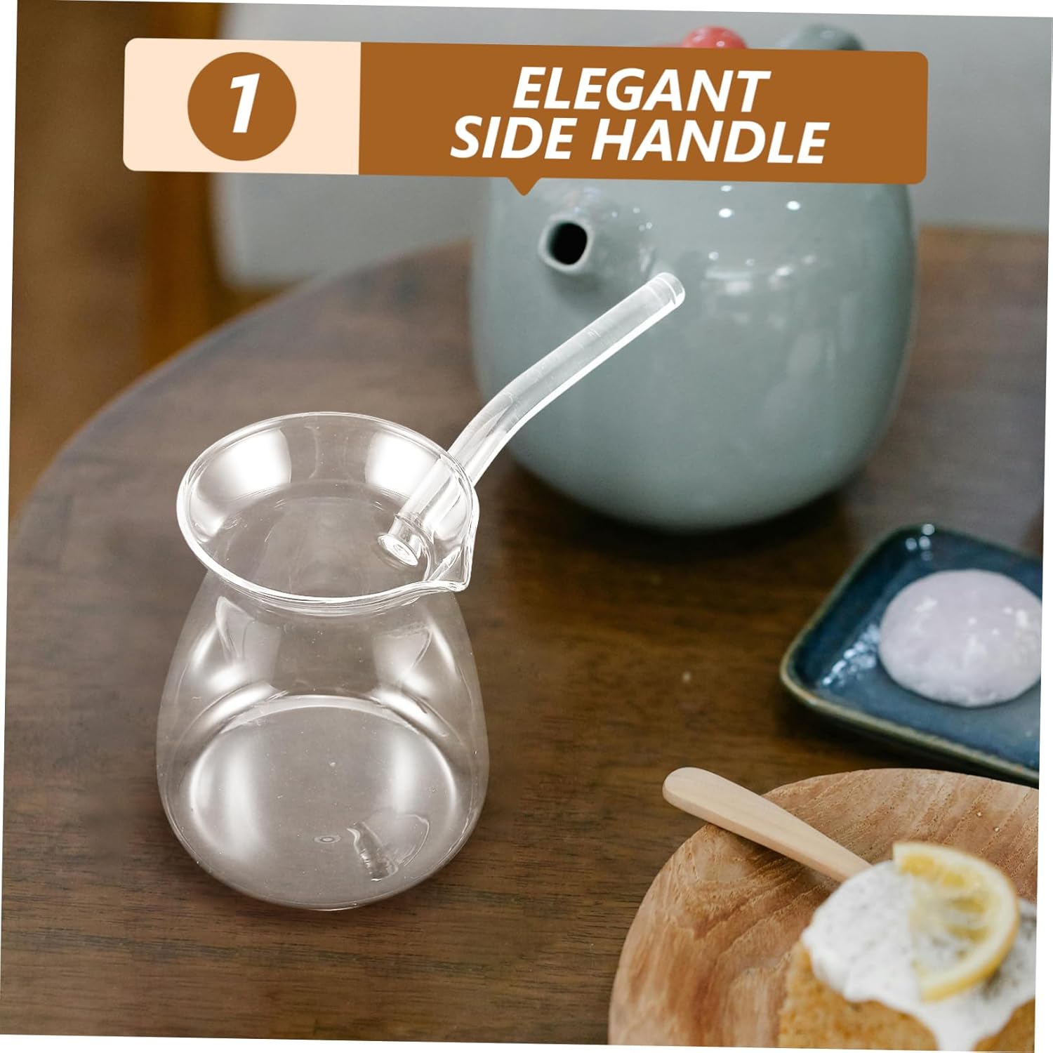 Alipis 2pcs Thickened Borosilicate Glass Kettle with Side Handle Milk Warmer for Home and Office Use and Easy to Clean