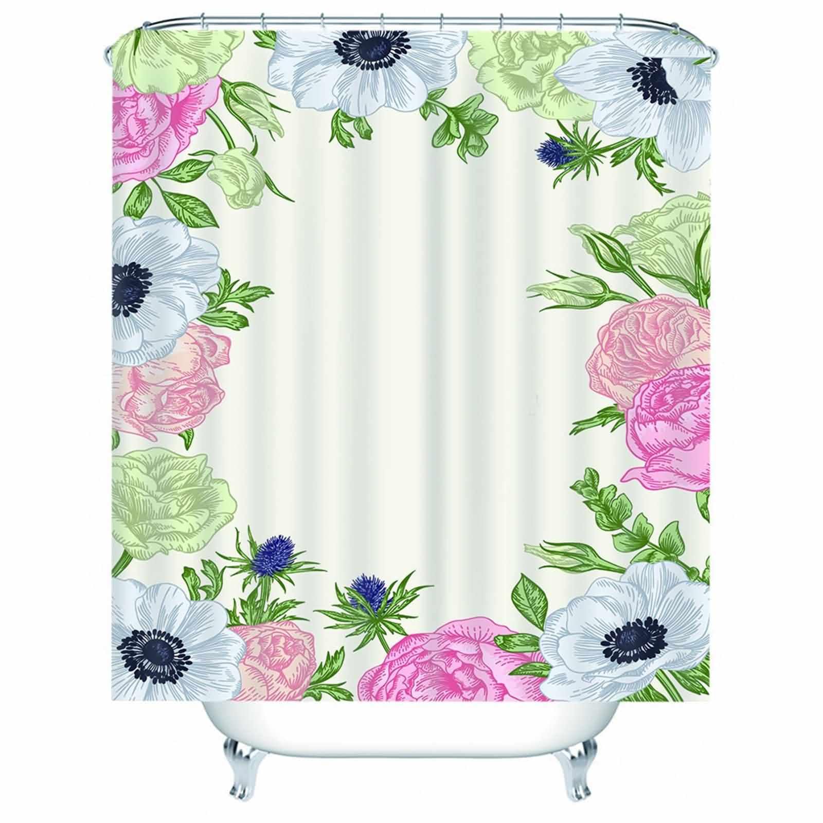 Rideau de douche en tissu texturé de luxe motif fleurs géométriques