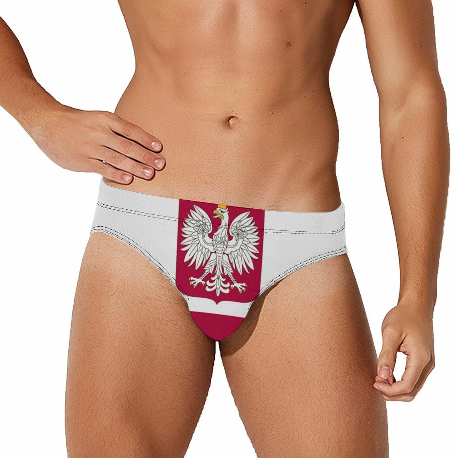 Kwqdozf Men's As Pic Polish Flag Eagle Swimsuit Brief Swim Bikini Shorts Print Trunk Quick Dry Swimwear