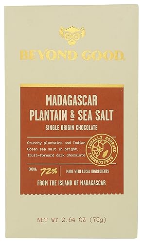 Beyond Good Barra de chocolate con plátano y sal marina de Madagascar, 2.64 onzas Beyond Good Barra de chocolate con plátano y sal marina de Madagascar, 2.64 onzas