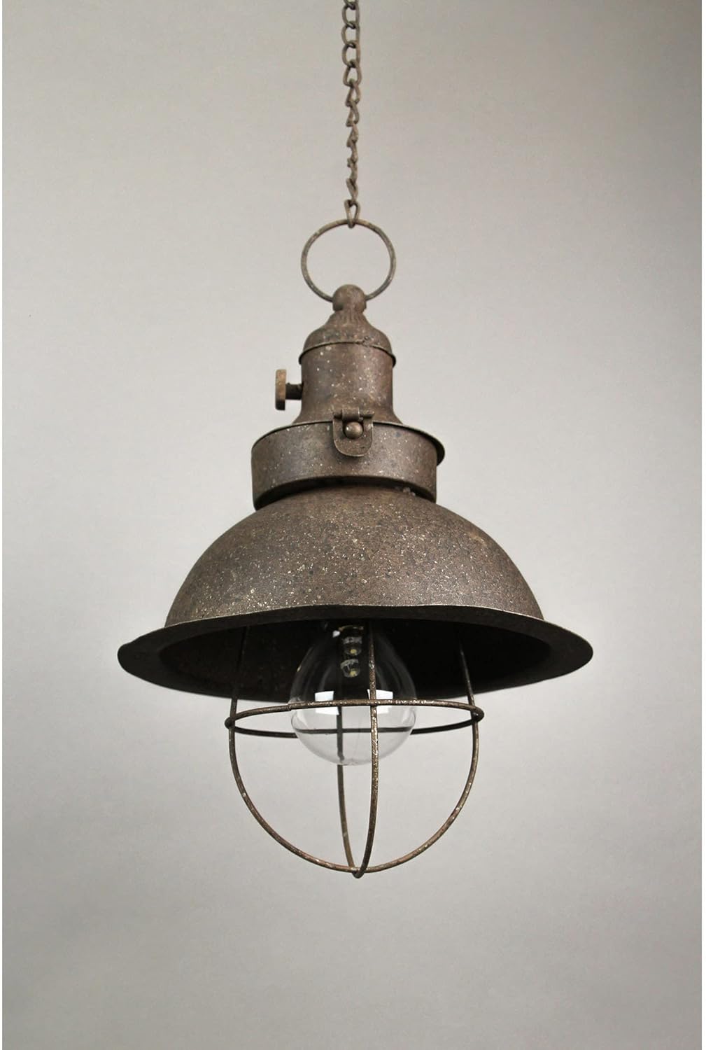 Zeckos Set of 2 Antique Dark Brown Finish Farmhouse Battery Operated LED Indoor/Outdoor Pendant Lights with Timers - Hanging Accent Lamps - 9 inches in Diameter