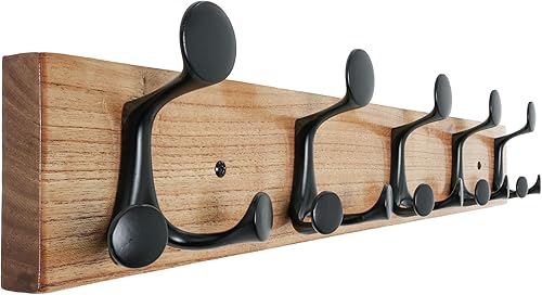 Miniatura 74 de SKOLOO Perchero de madera blanca de 17 pulgadas con 3 ganchos triples, ideal para entradas familiares, aulas y almacenamiento de suministros para