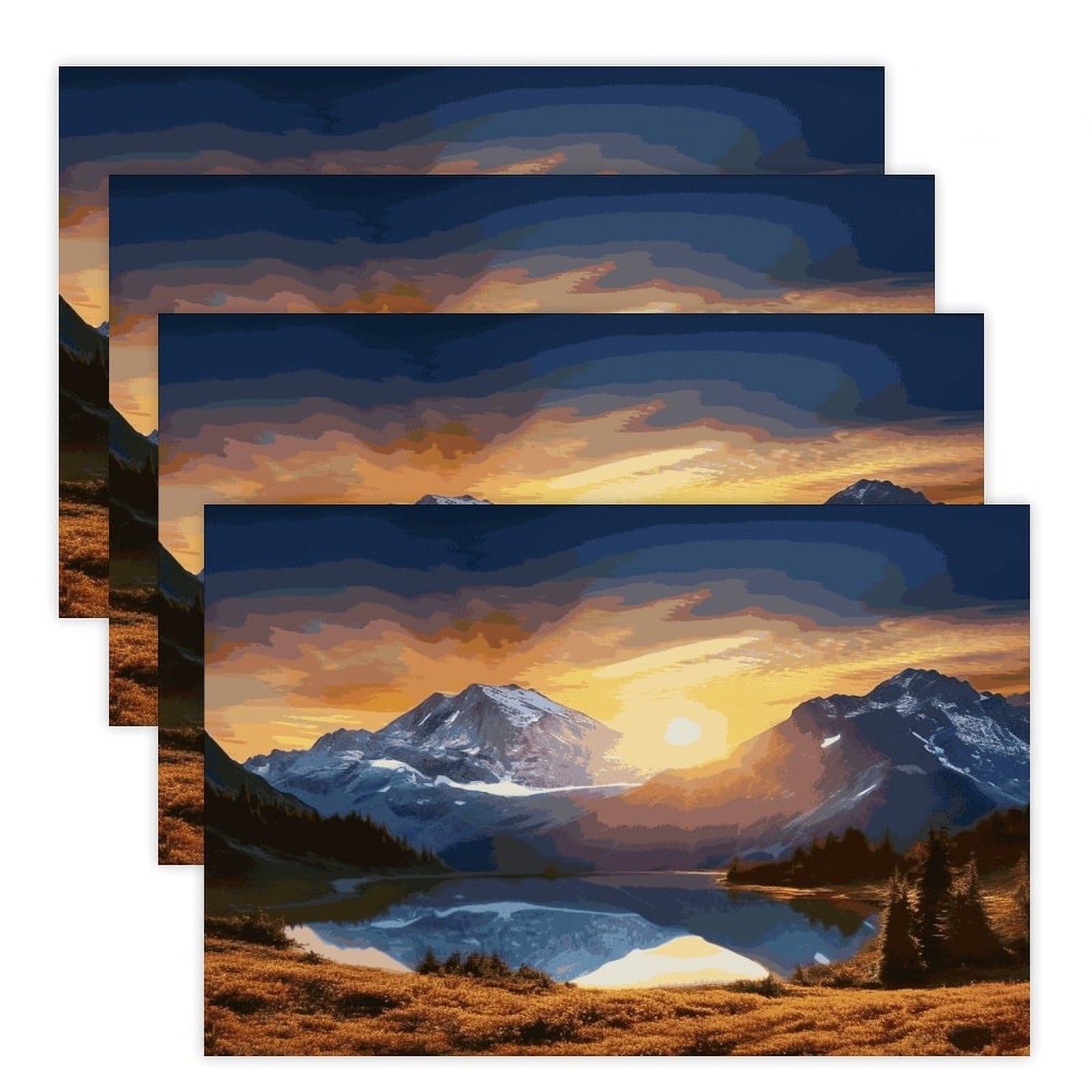 Mountain Sunrise Placemats Heat-Resistant Washable Place Mats Anti Slip Dining Table Place Mats Wipeable Dining Table Mats Kitchen Decoration Placemats 17.7’’×11.8’’