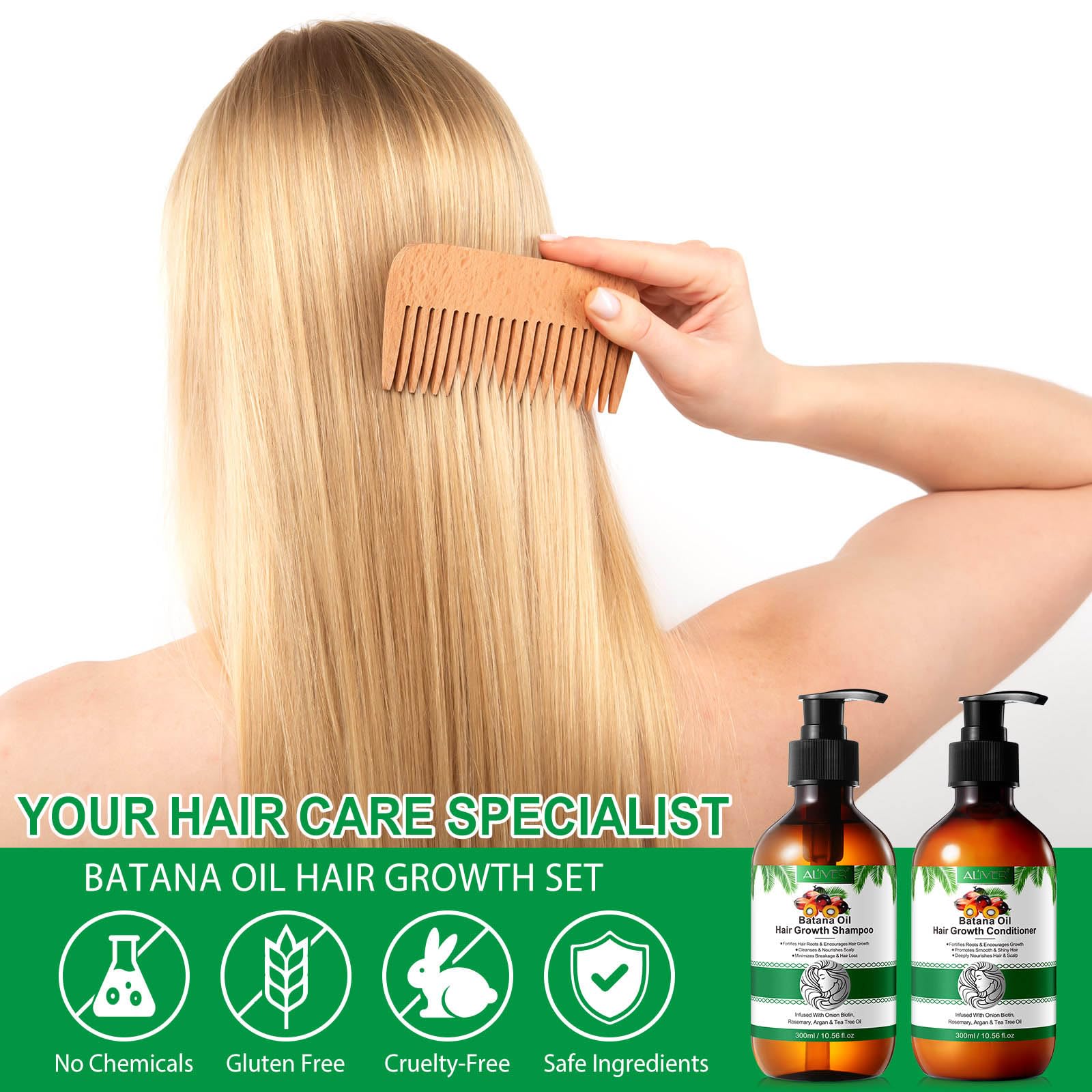 Batana Champú y Acondicionador para el Crecimiento del Cabello - Anti-caída para Cabello Delgado