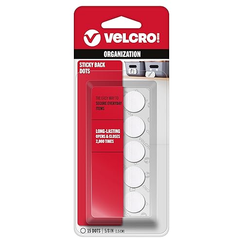 VELCRO Brand Cierres de gancho y bucle en la parte trasera perfectos para el hogar u oficina 58 pulgadas paquete de 15 color blanco monedas