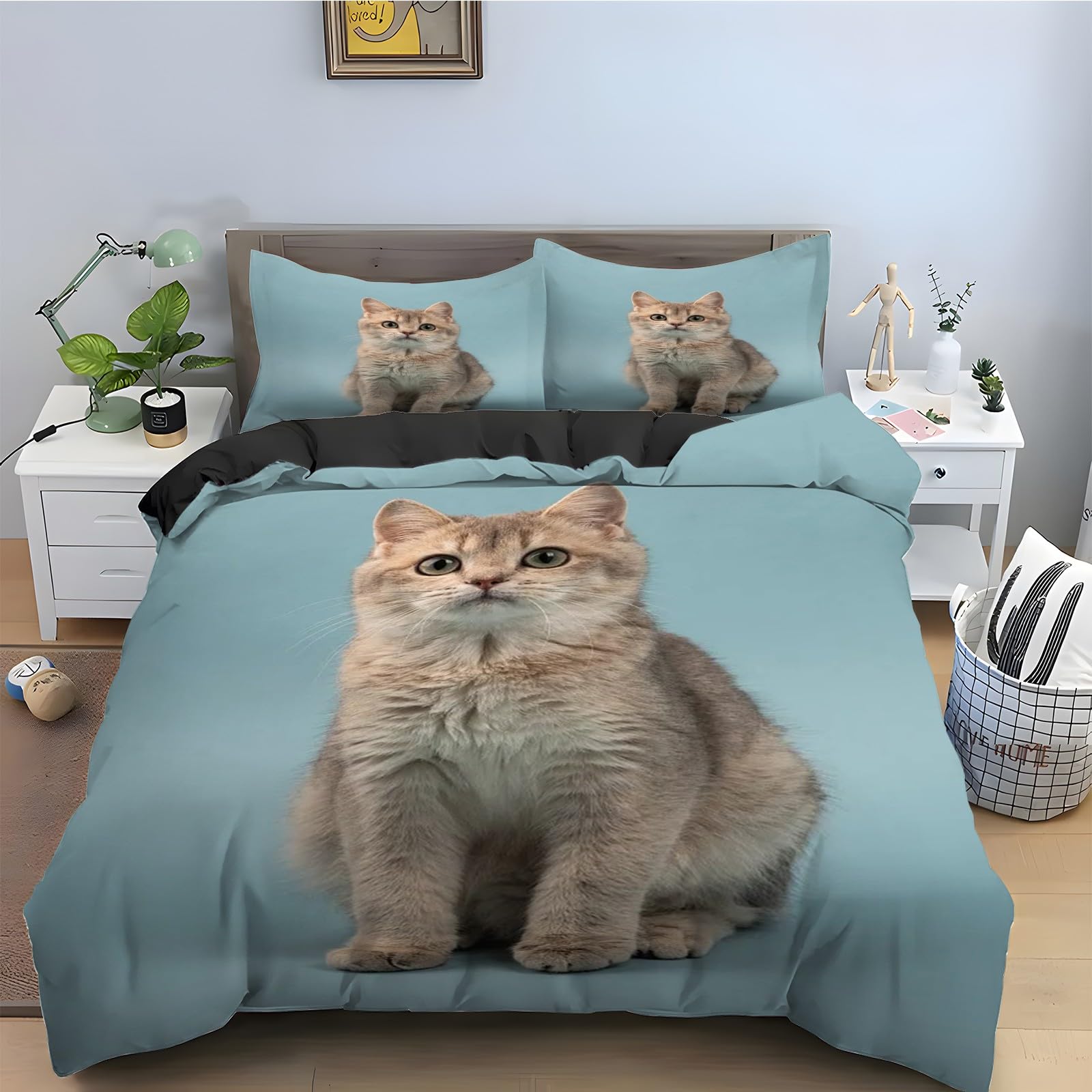 Ensemble de literie 3 pièces Chat Somalien avec housse couette 200x200