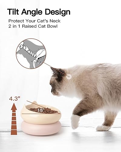 Miniatura 4 de Cuenco para gatos, cuencos de cerámica para gatos y agua, aptos para bigotes, lindos cuencos de comida para gatitos para proteger la columna