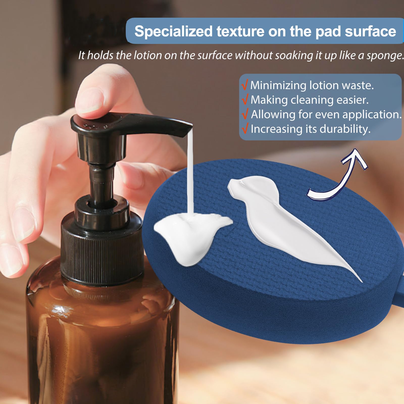 Lotion Applicator for Back Feet & Legs with Long Plastic Handle, Back Moisturizer Cream, Self Tanning, Sunscreen, Ointment - Image 2