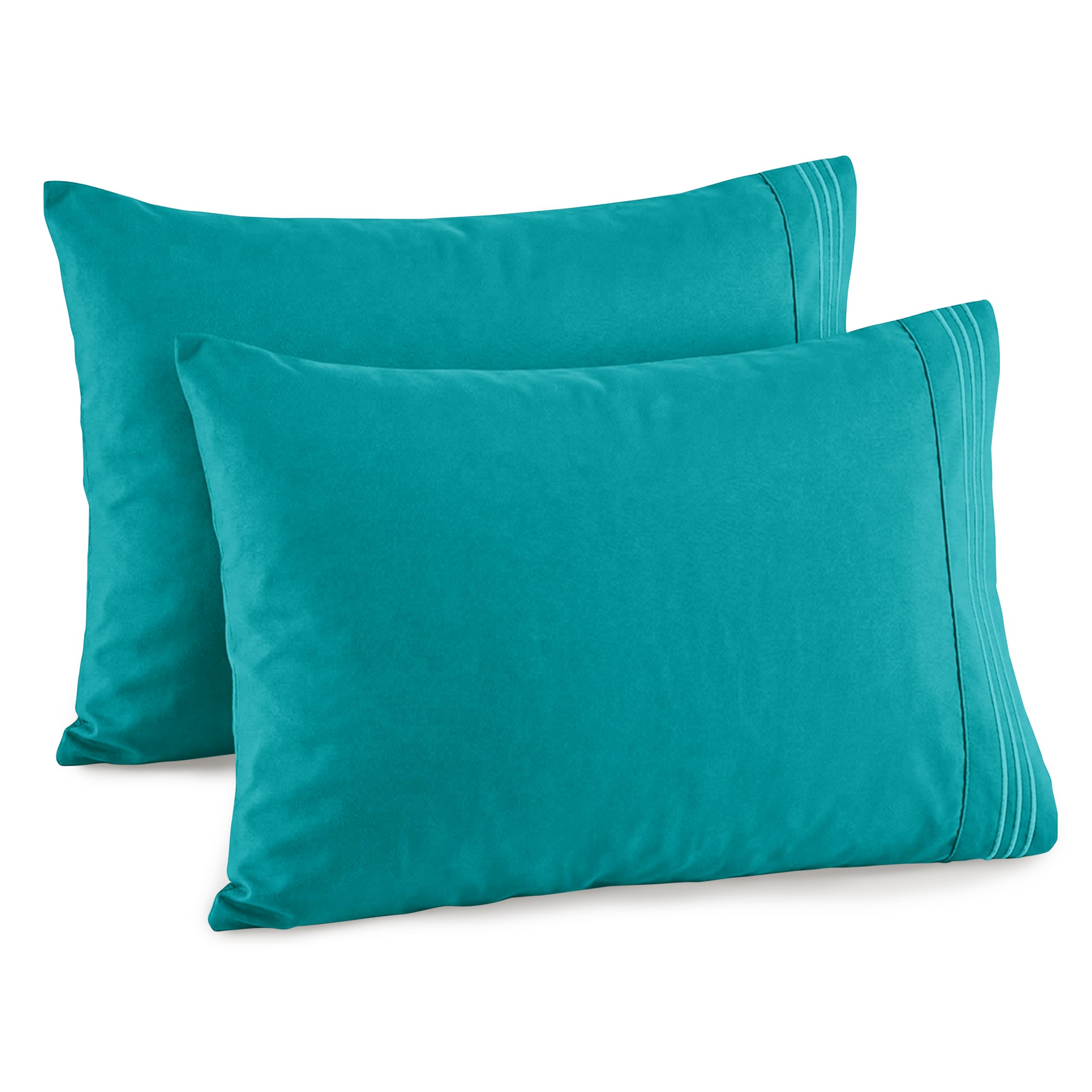 Elegant Comfort Turquoise Bedding Pillowcases, Wrinkle And Fade Resistant, Cotton, King