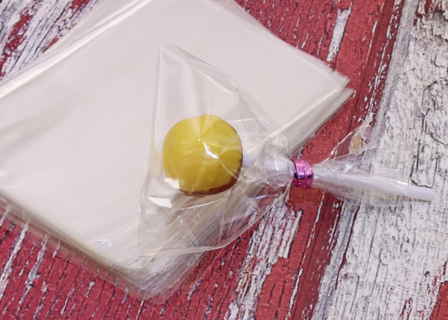 Mini Skater CakePop Bags Pack of 100 Clear Cellophane Treat Gift Bag with Pink Twist Ties for Making Candy Cookies Chocolates Wedding Christmas Bridal Shower Birthday Party Favors (3x4 Inch)