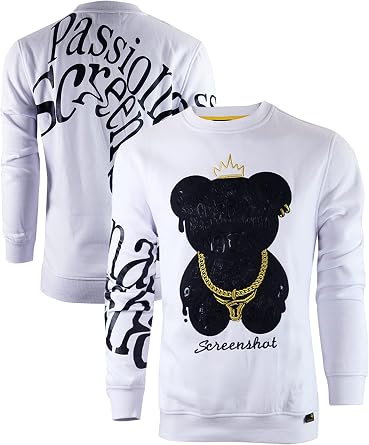 SCREENSHOT Mens Urban NYC Graffiti Hip Hop Fleece Pullover Active Fashion Crew Neck Sweatshirt Top