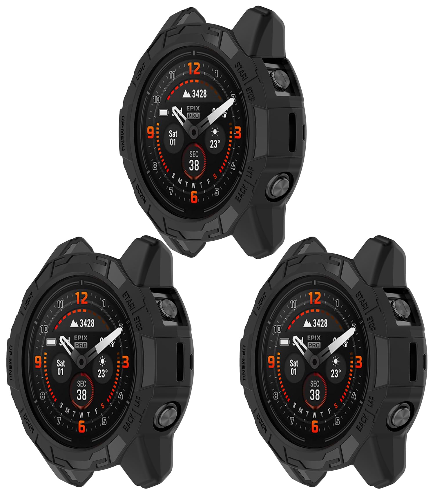 [3 Pack] TenCloud 7X Pro Solar Watch Cases Acceassories Compatible with Garmin Fenix 7X Solar/Fenix 7X Pro Solar/Fenix 7X Pro Sapphire Solar 51mm Smartwatch (Black+Black+Black)