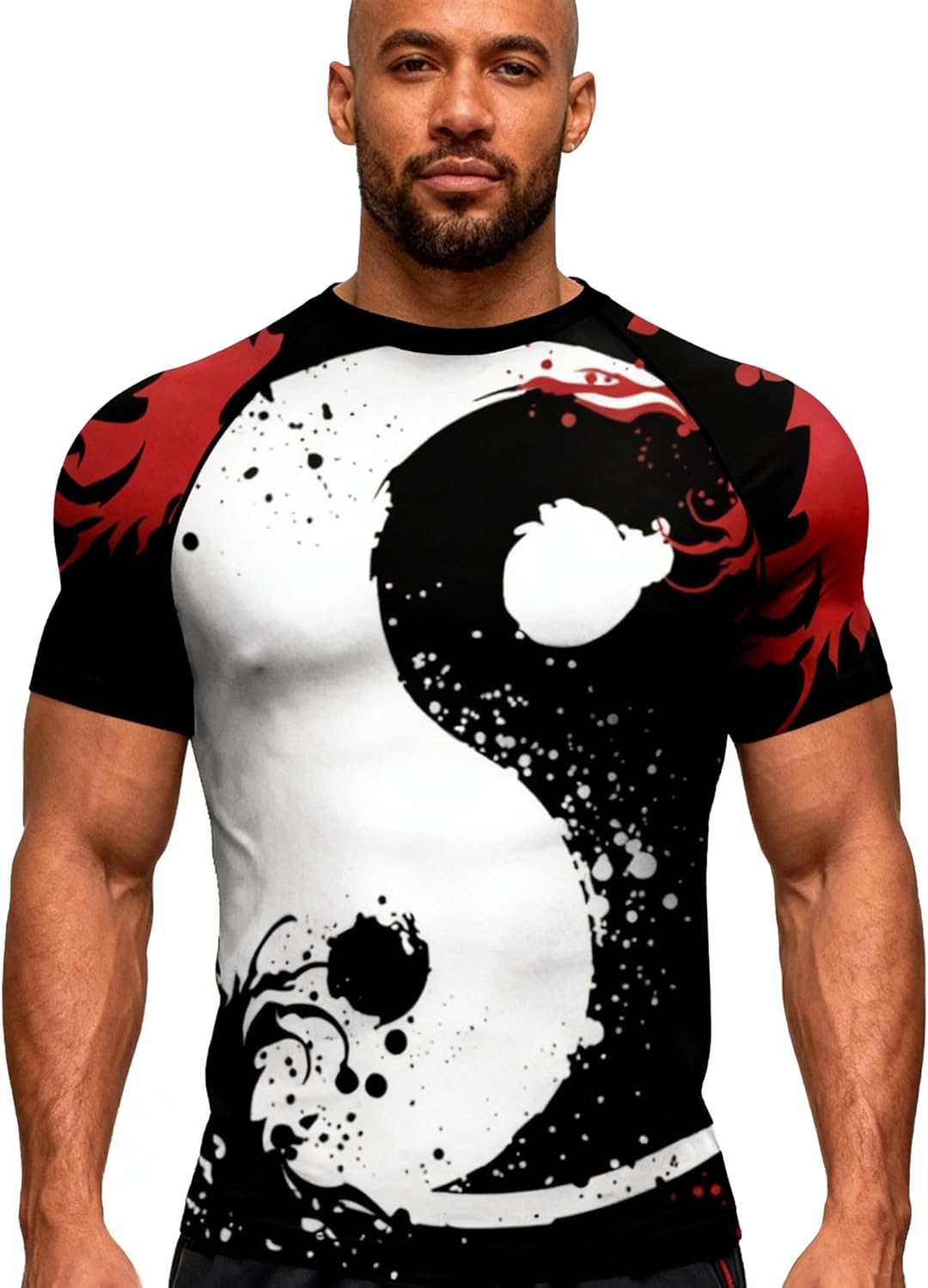 Red Plume Men's Fitness Shirt Sonic Compression Short Sleeve Sports T-Shirt Quickly Dry
