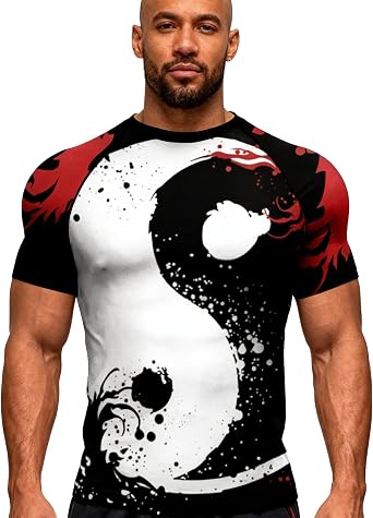 Red Plume Mens Fitness Shirt Sonic Compression Short Sleeve Sports T-Shirt Quickly Dry