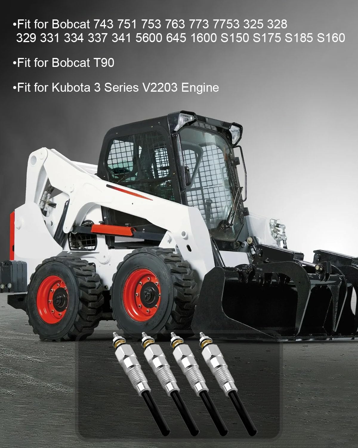 Lot De 4 Bougies De Préchauffage Pour Moteur Kubota V2203 - Compatible Avec Bobcat, Tracteurs Kubota Et Autres Engins
