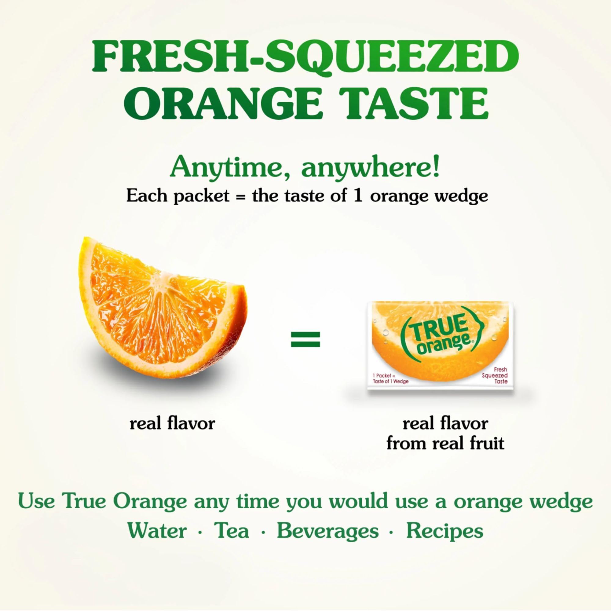 True Orange 100ct (Pack of 1) - Water Enhancer - Bulk Dispenser - 0 Calorie Drink Mix Packets For Water - Orange Flavoring Powder Packets