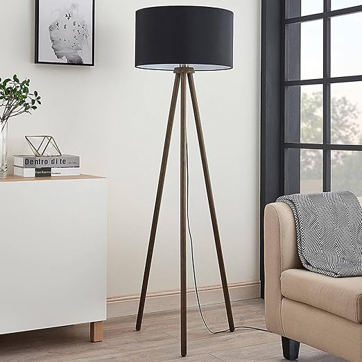Lindby Lindby Tripod vloerlamp hout Majken (scandinavisch) in Zwart uit o.a. voor woon-/ eetkamer - houten, staande lamp photo 3