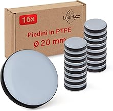 LouMaxx Teflon Felt Pads for Furniture, Diameter 20 mm, Highly Sliding PTFE – Set of 16 for Chairs and Thermomix