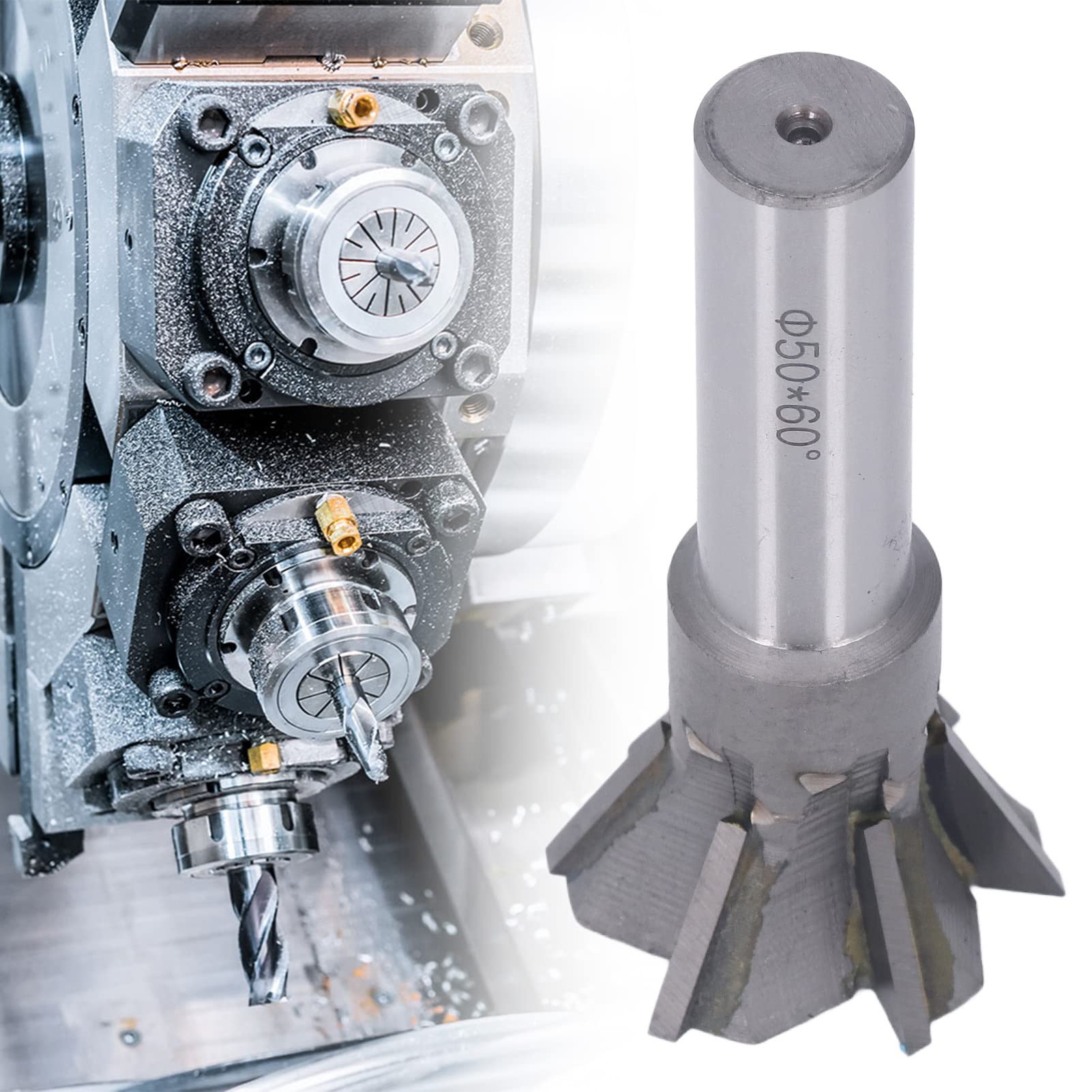 Fresa de Cola de Milano de 50 Mm, Fresa de Cola de Milano de Carburo Endurecido de Vástago Recto de 6 Flautas para Mecanizar Acero Inoxidable Y Otros Materiales