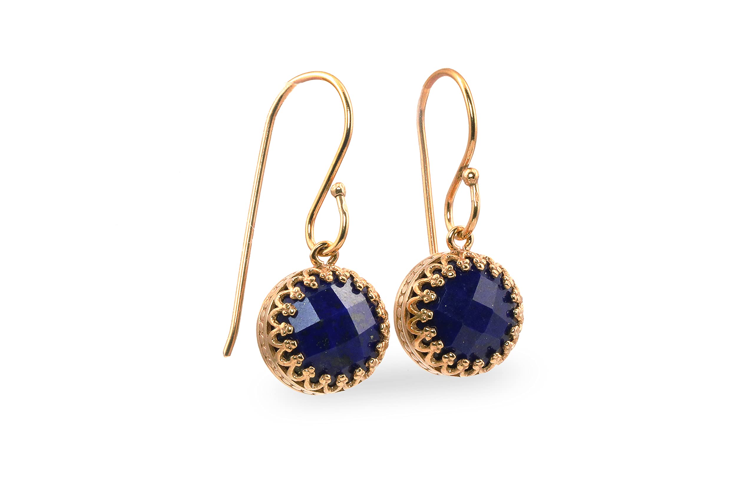 Boucles d'oreilles en Lapis Lazuli d'Anémone - Boucles d'Oreilles Élégantes et Délicates - Crochet en Pierre Ronde, Boucles d'Oreilles pour Femmes, Mode, Quotidien, Cadeau