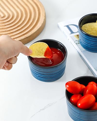Miniatura 4 de Hasense Ramekins de 8 oz Aptos para Horno para Crème Brûlée, Juego de 6 Platos de Soufflé de Cerámica Aptos para Horno, Cuencos de Porcelana