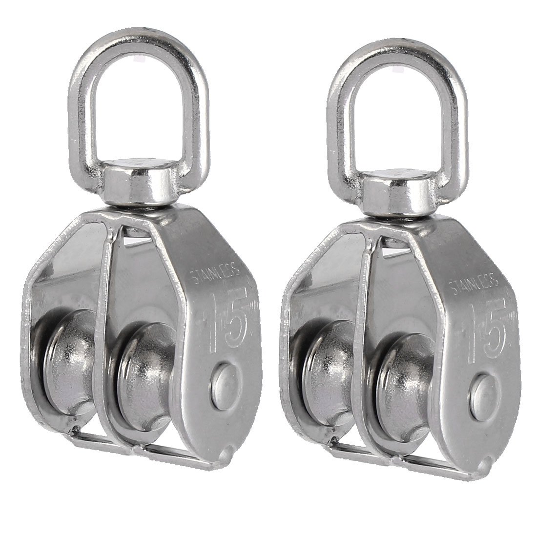 Aexit M15 304 Stainless Steel Double Sheave Swiveling Head Lifting Crane Pulley Block 2pcs (9f1ba05df0dfd1cff1cdab4b1d5b2d4f)